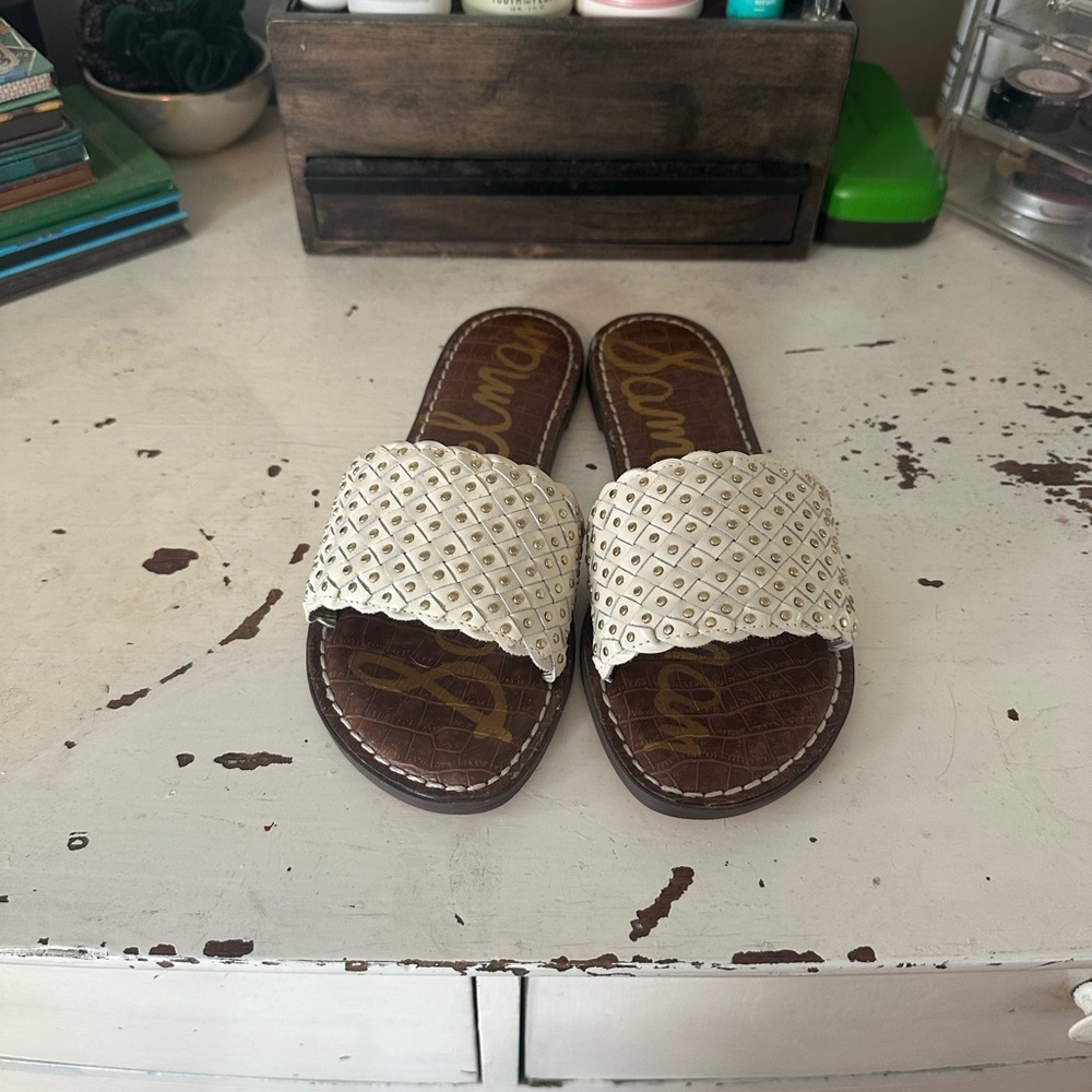 Sam Edelman White Studded Slide Sandals